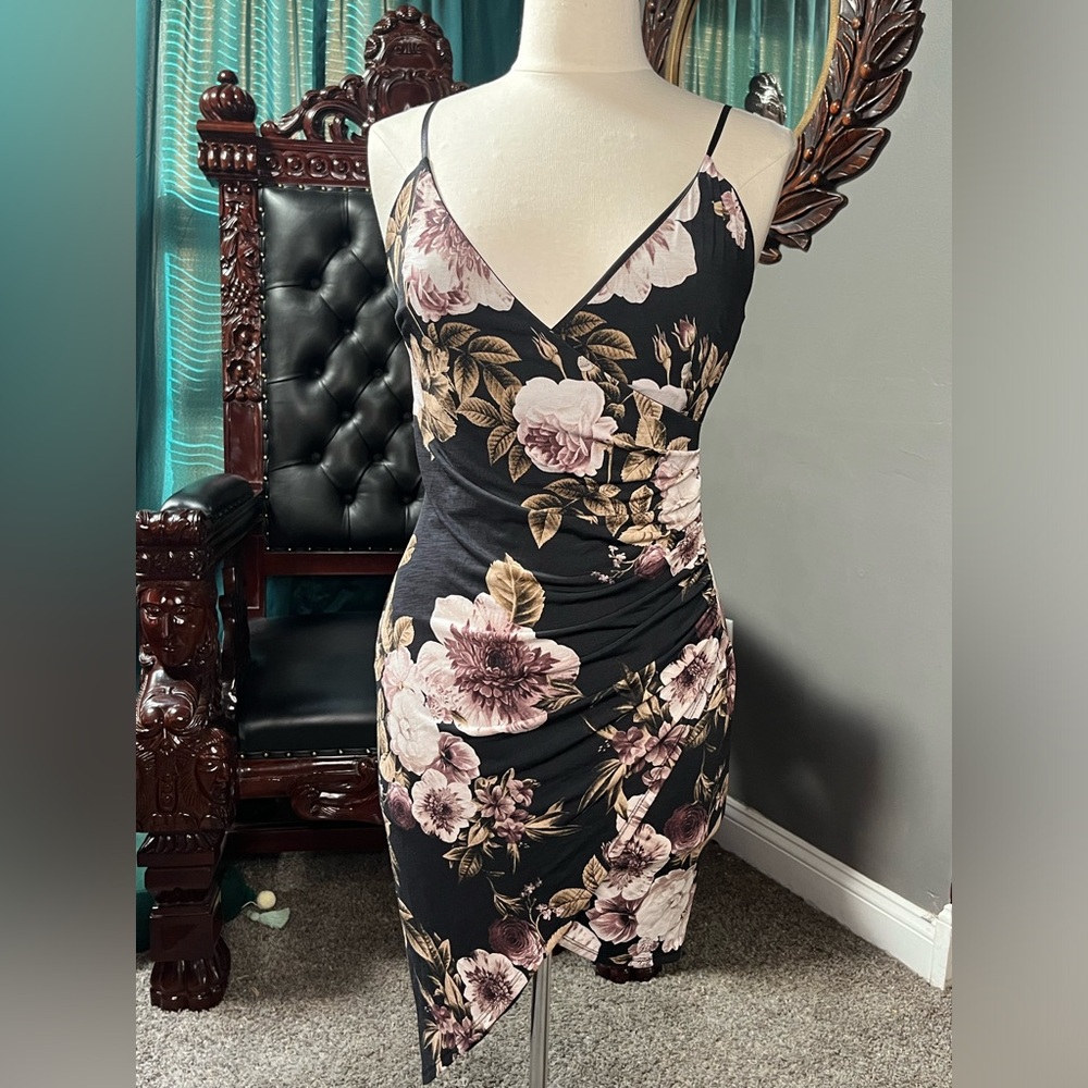 Floral asymmetric dress